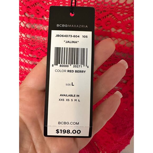 BCBGMAXAZRIA Jalina Lace Dress in Red Berry, Large NEW - Picture 4 of 7